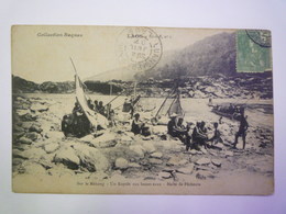 LAOS  :  Sur Le Mékong  -  Un Rapide Aux Basses-eaux  -  Halte De Pêcheurs   1907    - Laos
