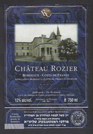 Etiquette De Vin Bordeaux Côtes De Francs  1996 - Vin Cacher - Rav Rottemberg - Chateau Rozier - Thème Religion - Religiöses