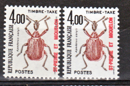 Saint Pierre Et Miquelon Taxe 90 Coléoptères Variété Surcharge Décalée Sur Signature Neuf ** TB MNH Sin Charnela - Geschnittene, Druckproben Und Abarten