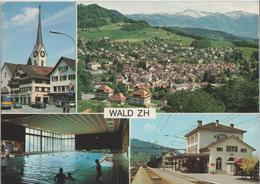 Wald ZH - Generalansicht, Hallenbad, Bahnhof, Postauto - Photo: E. Baumann - Bauma