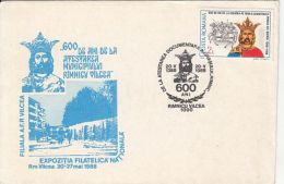 72715- MIRCEA THE ELDER, PRINCE OF WALLACHIA, RAMNICU VALCEA TOWN, SPECIAL COVER, 1988, ROMANIA - Covers & Documents