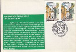 72723- SIGHISOARA MEDIAEVAL TOWN, MONUMENT, SPECIAL COVER, 1997, ROMANIA - Brieven En Documenten