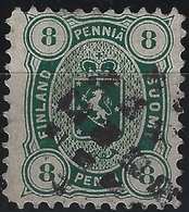 Finlande Coat Of Arms (FACIT) N°14Scz Dark Green Thick Paper Obl Killer Points Carré - Used Stamps