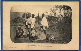 CPA Chasse Chasseur Lion Harrar Ethiopie Ethiopia Ethnic Afrique Noire Type Non Circulé Abyssinie - Etiopia