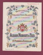 240818 - PUBLICITE ALBAN NIBAUT & FILS GRANDS VINS BLANCS GIRONDE ST PIERRE D'AURILLAC Prix Vigne CHATEAU D'AUROS - Leoni