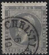 Norvege Oscar I 1856 (FACIT) N°3  Gris Lilas Oblitéré De Christiania TTB - Oblitérés