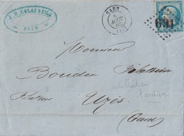 CALVADOS - CAEN - 6-8-1868 - EMPIRE N°22 - LETTRE AVEC TEXTE ENTETE ET SIGNATURE  J.B.COLAS SOIES TEINTES (P1) - 1849-1876: Classic Period