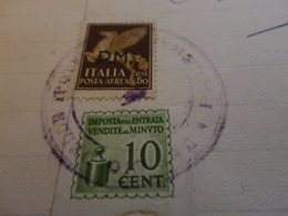 CARTA INTESTASTA LIRE 15 ISOLE JONIE CON 50 CENTESIMI POSTA AEREA CON SOPRASTAMPA POSTA MILITARE USATO COME FISCALE-1945 - Fiscales