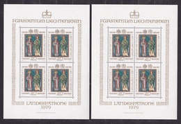 1979 Liechtenstein PATRONI 20 Fr. 8 Serie In 2 Minifogli (675) MNH** 2 Minisheets - Ungebraucht