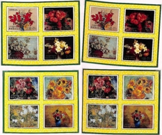 BHOUTAN Fleurs, Fleur, Flowers, Flores, Peinture, Painting. Yvert BF 32/35** MNH. - Otros & Sin Clasificación