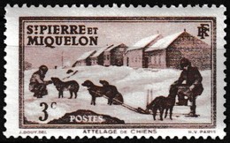 Timbre-poste Gommé Neuf** - Attelage Team Of Dogs - N° 168 (Yvert) - Saint-Pierre Et Miquelon 1938 - Unused Stamps