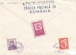 ROMANIA 1967 - 5 Fach MIF + Vignette Auf R-Brief Gel.v. Bucarest > Wien - Variedades Y Curiosidades