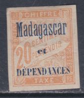 Madagascar Taxe N° 3 X  Partie De Série : 20 C. Jaune Foncé Trace De Charnière Sinon TB - Strafport