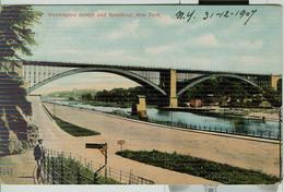 NEW YORK CITY WASHINGTON BRIDGE AND SPEEDWAY - 1907 -colors, Animated, Traveled, For La Spezia (ITALY), - Ponts & Tunnels