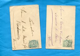 Entiers Postaux-type Blanc--2 Petites Enveloppes 5 C -voyagé En 1903+et 1907 - Standard Covers & Stamped On Demand (before 1995)