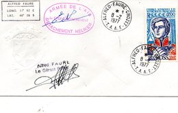 Taaf Crozet Base Alfred Faure Timbre Ross Du 8/2/1977 Cachet Heliker Et Signature Gérant Postal - Usados