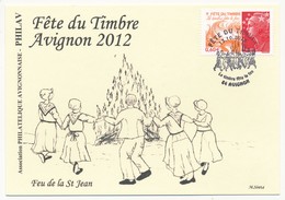 Carte Locale - Fête Du Timbre AVIGNON 2012 - Le Timbre Fête Le Feu (Beaujard) - 13.10.2012 - Storia Postale