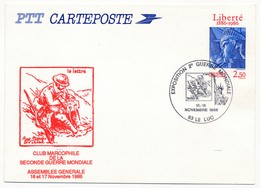 Entier Repiqué - 2,50 Liberté - Club Marcophile 2eme Guerre Mondiale - 83 LE LUC - 1986 - Postales  Transplantadas (antes 1995)