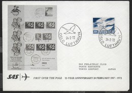PRIMO VOLO TRANSPOLARE OSLO-TOKYO 24.02.1972 SU BUSTA UFFICIALE - Cartas & Documentos