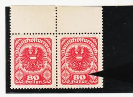 NEU1188 ÖSTERREICH 1920 Michl 312 PLATTENFEHLER FEHLENDER PUNKT Mit VERGLEICHSTÜCK ** Postfrisch SIEHE ABBILDUNG - Errors & Oddities