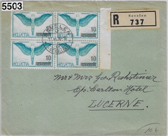 1938 Poste Aerienne F22/320 4er Block Charge Sevelen 17.VI.38 To Lucerne - Other Documents