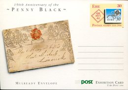 37230 Ireland Eire, Stationery Card  1990 Penny Black Anniversary And Mulready Envelope - Interi Postali