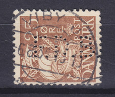 Denmark Perfin Perforé Lochung (F14) 'F.D.B.' Foreningen For Danmarks Brugsforeninger, København (Mi. 208 I) Karavelle - Variedades Y Curiosidades