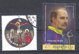 ROMANIA 2014-2016 Octavian Bellu & Crucifixion By Gheorghe Zugravul Postally Used MICHEL # 6830,7055 - Oblitérés