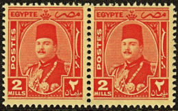 A1236 EGYPT 1944, SG 292  2m King Farouk, MNH Pair - Unused Stamps