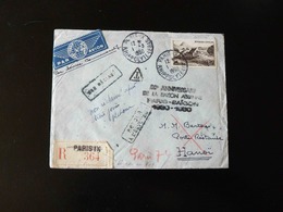 LETTRE RECOMMANDEE  20 IEME ANNIVERSAIRE DE LA LIAISON AERIENNE PARIS SAIGON  -  NOMBREUSES OBLITERATIONS - 1927-1959 Cartas & Documentos