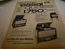 ANCIENNE PUBLICITE ESSAI QUALITE  PATHE MARCONI 1954 - Autres & Non Classés