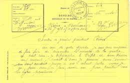 14 Janv. 1871 - Formulaire N°397 -Dépêche  De Bordeaux Pour Riom ( P. De D. )  Cachet De La Station De RIOM - Guerre De 1870