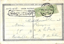 1907- C P A De Port-Saïd ( Egypte ) , Affr. T P Anglais  + PAQUEBOT Encadré 55 Mm Pour La France - Correo Marítimo