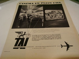 ANCIENNE PUBLICITE CINEMA EN PLEIN CIEL  LIGNE AERIENNE TAI 1959 - Werbung