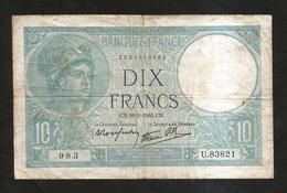 FRANCE - BANQUE De FRANCE - 10 Francs MINERVE (CN. 16 - 1 - 1941) - 10 F 1916-1942 ''Minerve''