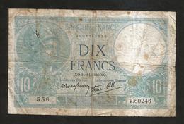 FRANCE - BANQUE De FRANCE - 10 Francs MINERVE (XO. 21 - 11 - 1940) - 10 F 1916-1942 ''Minerve''