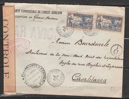 COTE D'IVOIRE LETTRE A DESTINATION DE CASABLANCA AVEC CACHET CONTRÔLE POSTAL PAR AVION CACHET GRAND BASSAN 2 JANV 1941 - Briefe U. Dokumente