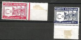 Turkey - 1937 Balkan Entente MH *  (patchy Gum)   Mi 1014-5   Sc 785-6 - Nuovi
