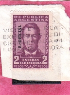 ARGENTINA 1957 OFICIAL STAMPS OVERPRINTED SERVICIO OFFICIAL ESTEBAN ECHEVERRIA PESOS 2p USATO USED OBLITERE' - Servizio