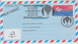 1989 Bicentenaire De La Déclaration Des Droits De L'Homme (transport Par Ballon Annulé) - Rivoluzione Francese
