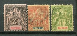 8302  GUYANE Française N° 37,39,42 °  Papier Teinté   1892    B/TB - Gebruikt