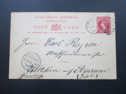 Gibraltar Ausgabe 1889/90 P16 Verwendet 1898 Gesendet Nach Wittdün Auf Amrum! Seltene Destination!! - Gibraltar