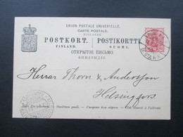 Finnland 1888/89 Ganzsache P 23 II Verwendet 1898 Stempel Postilj K.K.K. Und Helsingfors Helsinki - Storia Postale