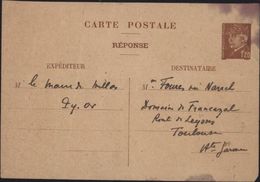 Entier CP Petain Chamois 1.20 Réponse Extrait D'acte De Naissance Cachet Mairie Millas 66 Storch D10 15 Janv 1944 - Standard Postcards & Stamped On Demand (before 1995)