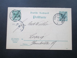 DR Kolonie DOA Doppelkarte P7 Frage Und Antwortteil Mit Zusatzfrankatur Stempel K1 Dar-Es-Salam Nach Leipzig - German East Africa