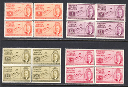 British Virgin Islands 1951 Mint No Hinge, Blocks, Sc# 98-101, SG 132-135 - Iles Vièrges Britanniques