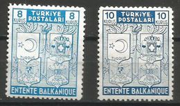 Turkey - 1940 Balkan Entente MH *   Mi 1076-7   Sc 846-7 - Unused Stamps