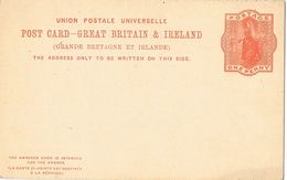 29747. Entero Postal Ida Y Vuelta GREAT BRITAIN 1 + 1 Penny. And REPLY - Brieven En Documenten