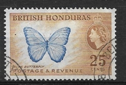 BRITISH HONDURAS  1953 -1957 Country Images  Queen Elizabeth II  BLUE BUTTERFLY  Used - British Honduras (...-1970)