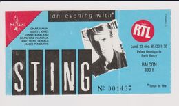 Concert STING Paris Bercy 29 Décembre 1985 - Concerttickets